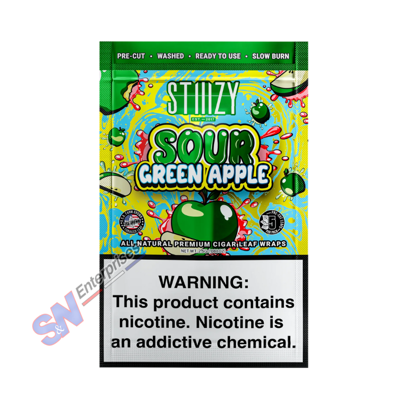 Premium Natural Leaf Wraps Stilizy Sour Green Apple