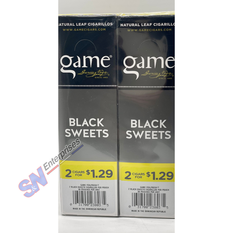 Game Cigarillos 2/$1.29 Black Sweets 30 Packs of 2