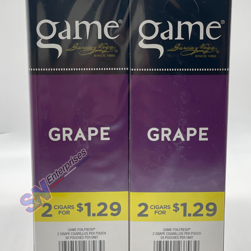 Game Cigarillos 2/$1.29 Grape 30 Packs of 2
